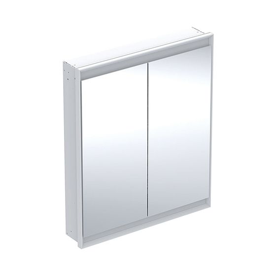 Geberit ONE Spiegelschrank mit ComfortLight, 2 Türen, UP-Montage, Höhe 90cm B 75cm, Weiß/Aluminium pulverbeschichtet