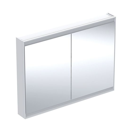 Geberit ONE Spiegelschrank mit ComfortLight, 2 Türen, AP-Montage, Höhe 90cm B 120cm, Weiß/Aluminium pulverbeschichtet