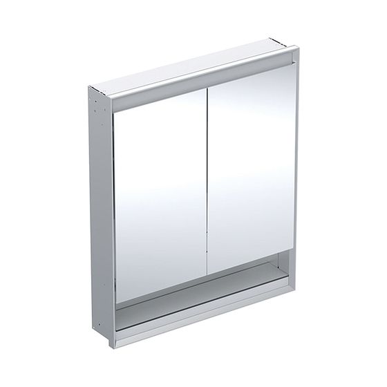 Geberit ONE Spiegelschrank mit Nische und ComfortLight, 2 Türen, UP-Montage, H 90cm B 75cm, Aluminium eloxiert