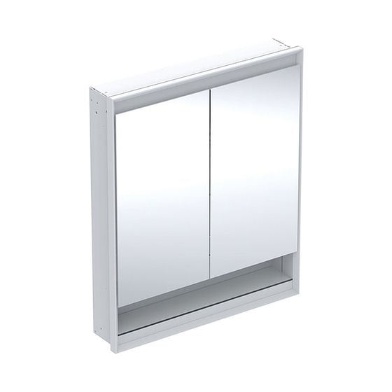 Geberit ONE Spiegelschrank mit Nische und ComfortLight, 2 Türen, UP-Montage, H 90cm B 75cm, Weiß/Aluminium pulverbeschichtet