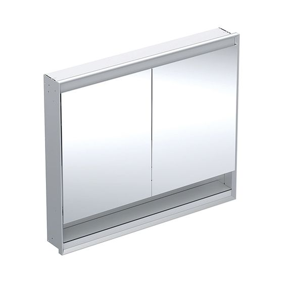 Geberit ONE Spiegelschrank mit Nische und ComfortLight, 2 Türen, UP-Montage, H 90cm B 105cm, Aluminium eloxiert
