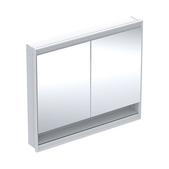 Geberit ONE Spiegelschrank mit Nische und ComfortLight, 2 Türen, UP-Montage, H 90cm B 105cm, Weiß/Aluminium pulverbeschichtet