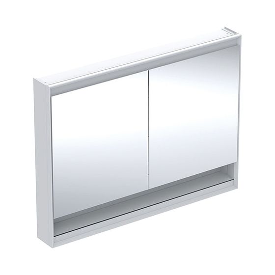 Geberit ONE Spiegelschrank mit Nische und ComfortLight, 2 Türen, AP-Montage, H 90cm B 120cm, Weiß/Aluminium pulverbeschichtet