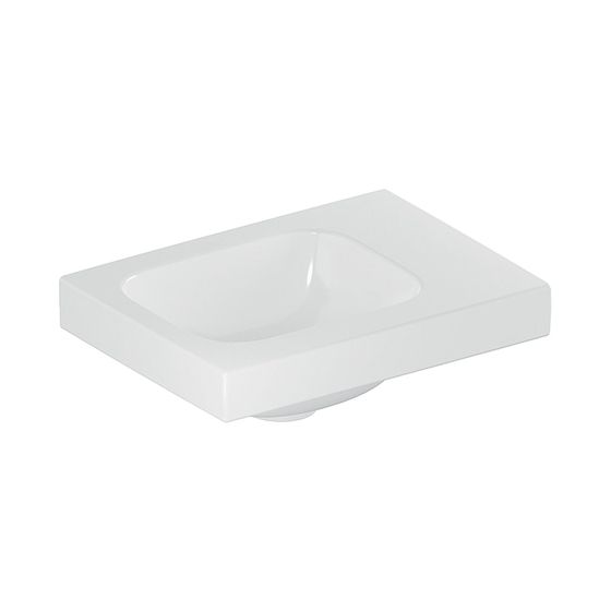 Geberit iCon Light Handwaschbecken 38x13x28cm, Weiß, KeraTect, ohne Hahnloch, ohne Überlauf, Ablagefläche rechts