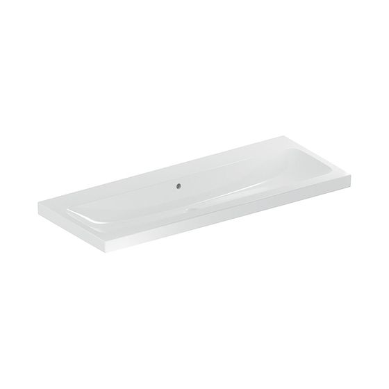 Geberit iCon Light Waschtisch, Breite 120cm, Tiefe 48cm, ohne Hahnloch, Überlauf sichtbar, Weiß/KeraTect