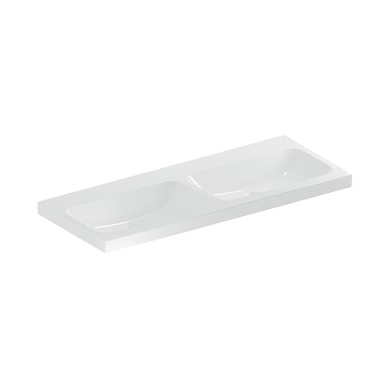 Geberit iCon Light Doppelwaschtisch, Breite 120cm, Tiefe 48cm, ohne Hahnloch, ohne Überlauf, Weiß/KeraTect