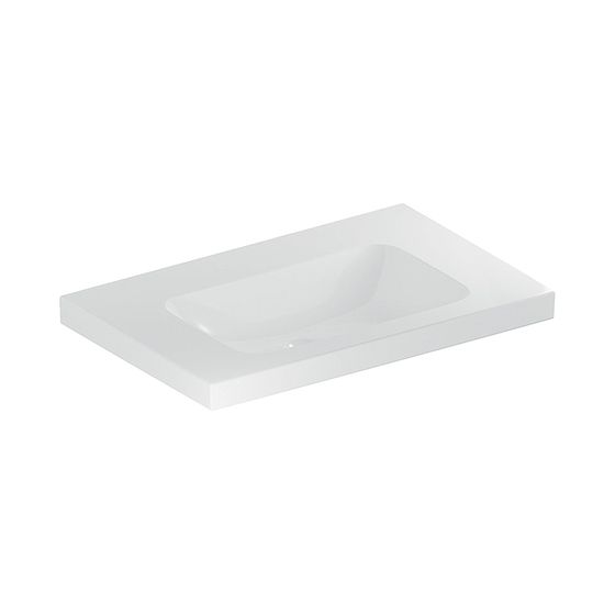 Geberit iCon Light Waschtisch mit Ablagefläche, Breite 75cm, Tiefe 48cm, ohne Hahnloch, ohne Überlauf, Weiß/KeraTect