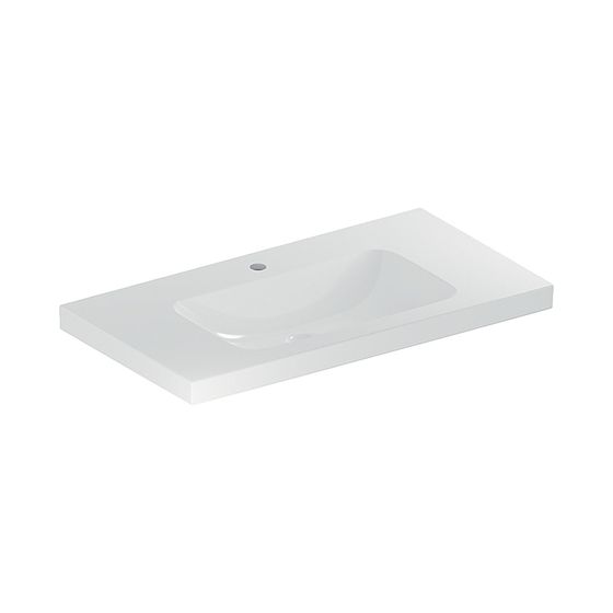 Geberit iCon Light Waschtisch mit Ablagefläche, Breite 90cm, Tiefe 48cm, Hahnloch mittig, ohne Überlauf, Weiß