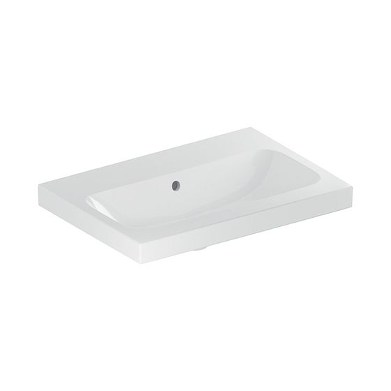 Geberit iCon Light Waschtisch verkürzte Ausladung, Breite 60cm, Tiefe 42cm, ohne Hahnloch, Überlauf sichtbar, Weiß