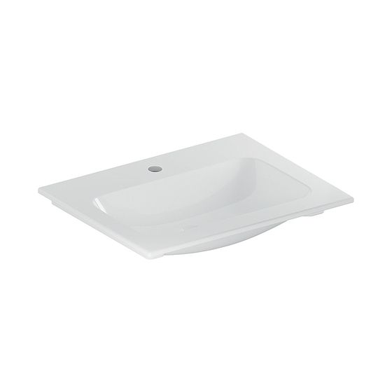 Geberit iCon Möbelwaschtisch, Breite 60cm, Tiefe 48cm, Hahnloch mittig, ohne Überlauf, Weiß/KeraTect