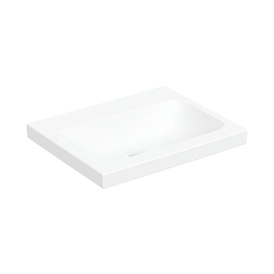 Geberit iCon Light Aufsatzwaschtisch, Breite 60cm, Tiefe 48cm, ohne Hahnloch, ohne Überlauf, Weiß/KeraTect