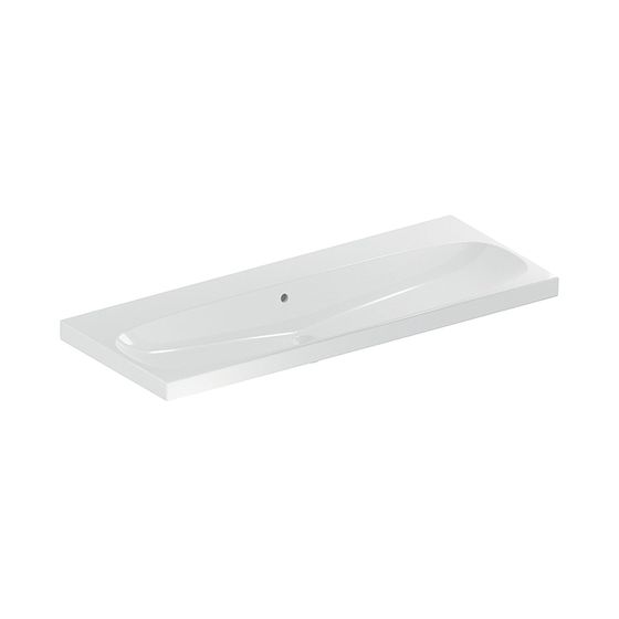 Geberit Acanto Waschtisch, Breite 120cm, Tiefe 48,2cm, ohne Hahnloch, Überlauf sichtbar, Weiß/KeraTect
