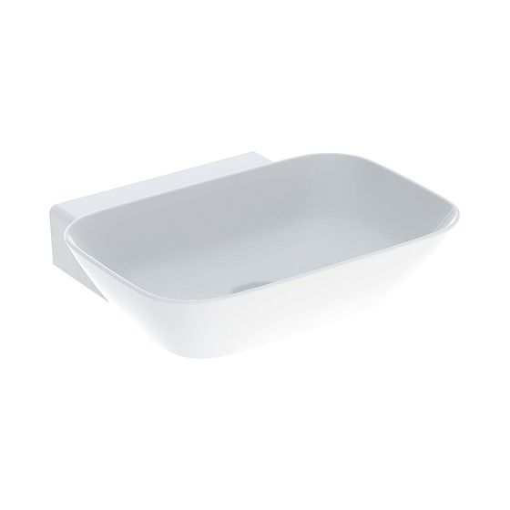 Geberit ONE Aufsatzwaschtisch Schalenform, Abgang vertikal, B 50cm T 42,5cm ohne Hahnloch, ohne Überlauf, Weiß/KeraTect