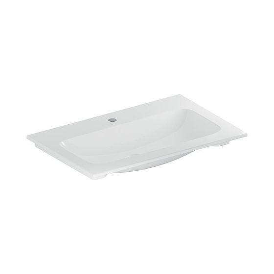 Geberit iCon Möbelwaschtisch, Breite 75cm, Tiefe 48cm, Hahnloch mittig, ohne Überlauf, Weiß/KeraTect