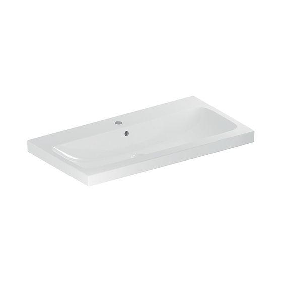 Geberit iCon Light Waschtisch, Breite 90cm, Tiefe 48cm, Hahnloch mittig, Überlauf sichtbar, Weiß
