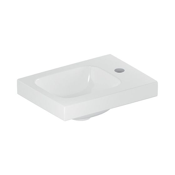 Geberit iCon Light Handwaschbecken 38x13x28cm, Weiß, Hahnloch rechts, ohne Überlauf, Ablagefläche rechts