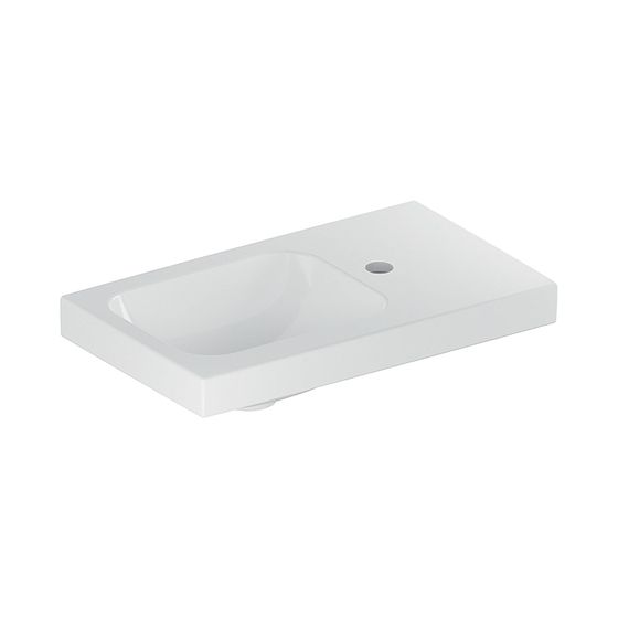 Geberit iCon Light Handwaschbecken mit Ablagefläche 53x13x31cm, Weiß, Hahnloch rechts, ohne Überlauf, Ablagefläche rechts