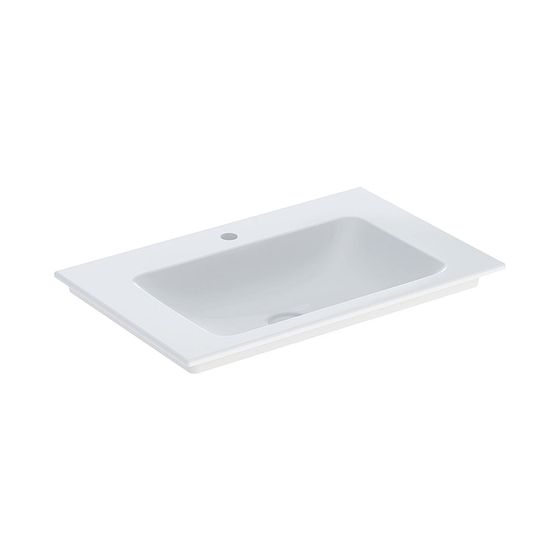 Geberit ONE Möbelwaschtisch Abgang vertikal, Breite 75cm, Tiefe 48cm, Hahnloch mittig, ohne Überlauf, Weiß/KeraTect