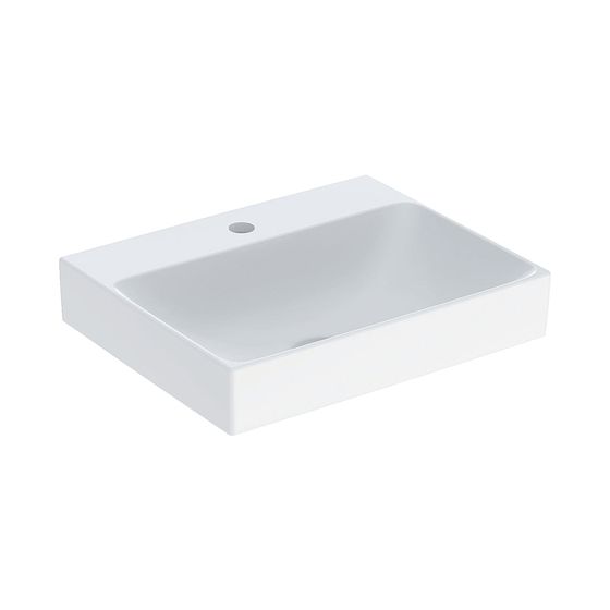Geberit ONE Aufsatzwaschtisch rechteckig, Abgang vertikal, B 50cm T 40cm Hahnloch mittig, ohne Überlauf, Weiß/KeraTect