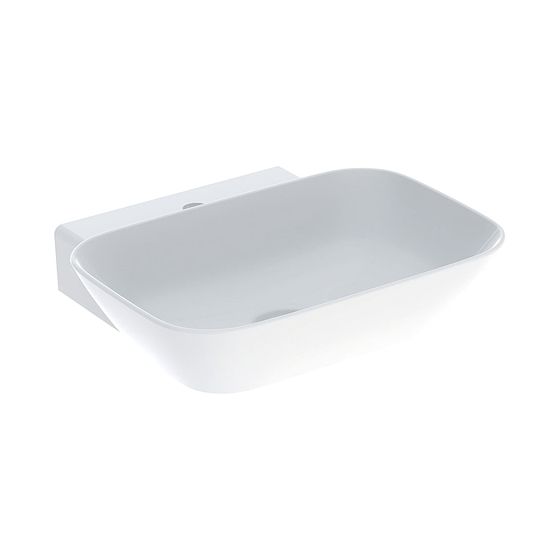 Geberit ONE Aufsatzwaschtisch Schalenform, Abgang vertikal, B 50cm T 42,5cm Hahnloch mittig, ohne Überlauf, Weiß/KeraTect