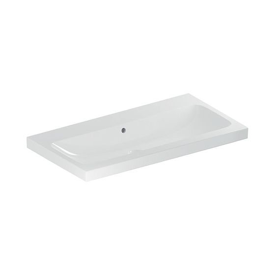 Geberit iCon Light Waschtisch, Breite 90cm, Tiefe 48cm, ohne Hahnloch, Überlauf sichtbar, Weiß/KeraTect