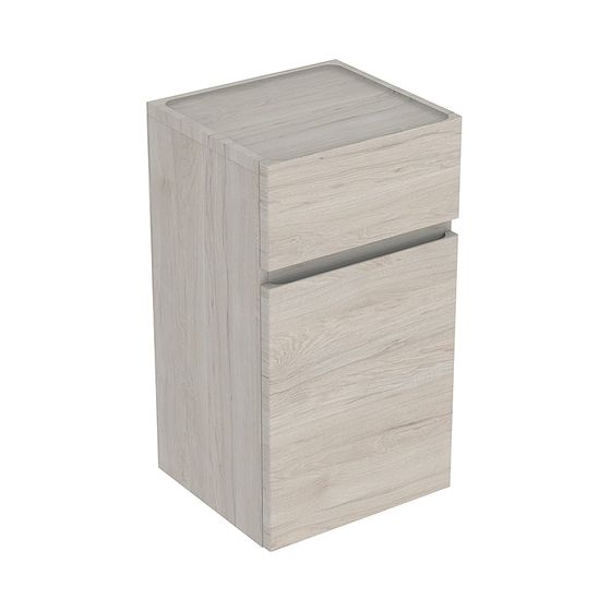 Geberit Renova Plan Seitenschrank mit 1 Tür, 1 Schublade, 39x70x36cm, Nussbaum hickory hell/Folie strukturiert