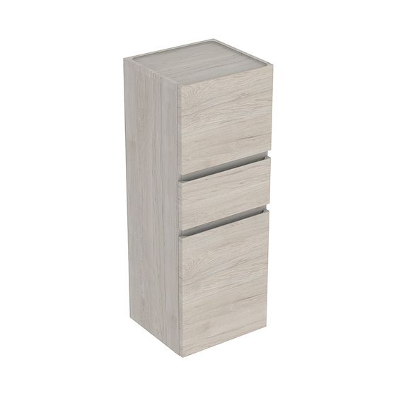 Geberit Renova Plan Mittelhochschrank mit 2 Türen, 1 Schublade, 39x105x36cm, Nussbaum hickory hell/Folie strukturiert