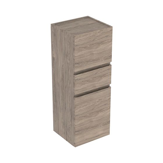 Geberit Renova Plan Mittelhochschrank mit 2 Türen, 1 Schublade, 39x105x36cm, Nussbaum hickory/Folie strukturiert