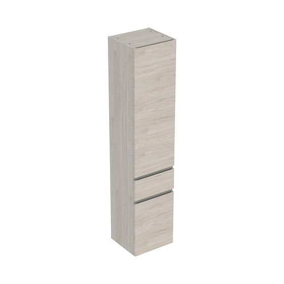 Geberit Renova Plan Hochschrank mit 2 Türen, 1 Schublade, 39x180x36cm, Nussbaum hickory hell/Folie strukturiert