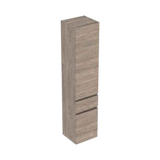 Geberit Renova Plan Hochschrank mit 2 Türen, 1 Schublade, 39x180x36cm, Nussbaum hickory/Folie strukturiert