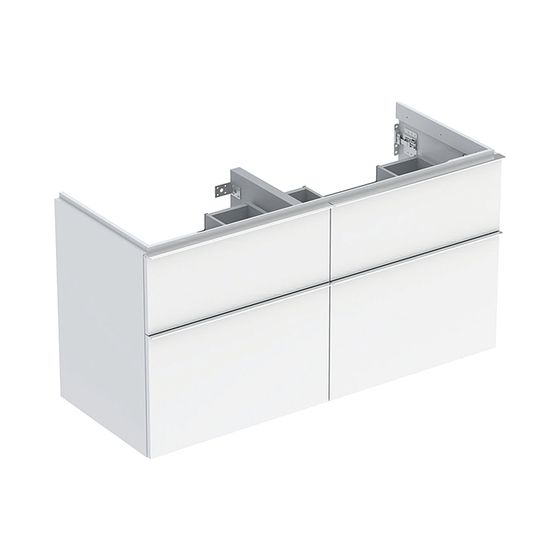 Geberit iCon Unterschrank für Doppelwaschtisch, 4 Schubladen 120x61,5cm, Weiß, lackiert hochglänzend/HG verchromt