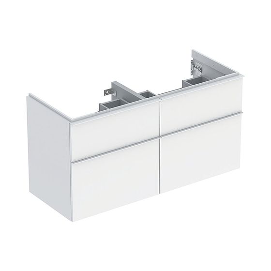 Geberit iCon Unterschrank für Doppelwaschtisch, 4 Schubladen 120x61,5cm, Weiß, lackiert matt/Weiß, pulverbeschichtet matt