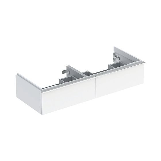 Geberit iCon Unterschrank für Doppelwaschtisch, 2 Schubladen 120x24,7cm, Weiß, lackiert hochglänzend/HG verchromt
