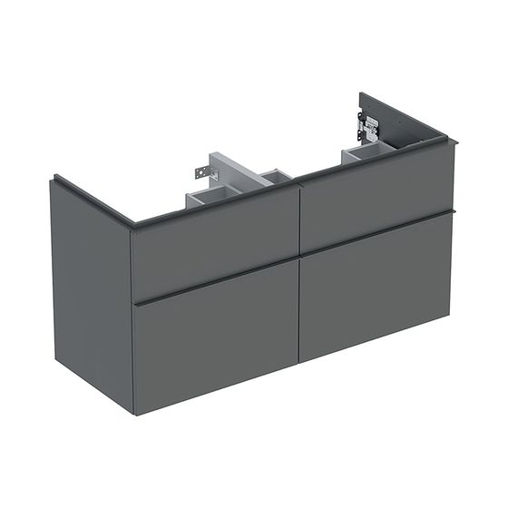 Geberit iCon Unterschrank für Doppelwaschtisch, 4 Schubladen 120x61,5cm, Lava lackiert matt/Lava pulverbeschichtet matt