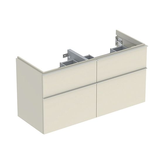 Geberit iCon Unterschrank für Doppelwaschtisch 4 Schubladen 120x615cm Sandgrau lackiert hochglänzend/Sandgrau pulverb. matt