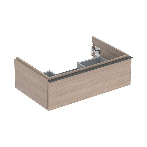 Geberit iCon Unterschrank für Waschtisch, 1 Schublade Waschtisch 75cm, Eiche, Melamin Holzstruktur/Lava pulverbeschichtet matt