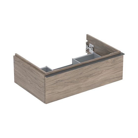 Geberit iCon Unterschrank für Waschtisch 1 Schublade Waschtisch 75cm, Nussbaum hickory Melamin Holzstr./Lava pulverb. matt