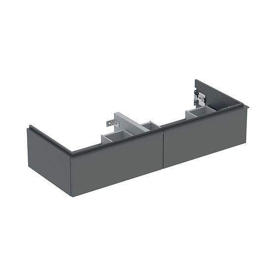 Geberit iCon Unterschrank für Doppelwaschtisch, 2 Schubladen 120x24,7cm, Lava lackiert matt/Lava pulverbeschichtet matt