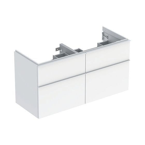 Geberit iCon Unterschrank für Doppelwaschtisch, 4 Schubladen 120x61,5cm, Weiß lackiert hochglänzend/pulverbeschichtet matt
