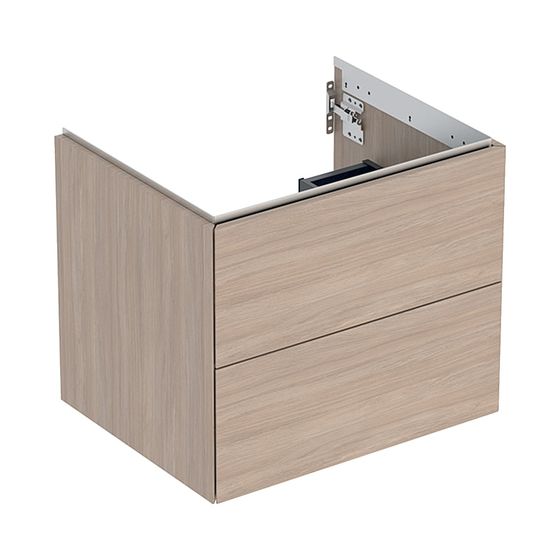 Geberit ONE Unterschrank für Waschtisch, 2 Schubladen, Breite Waschtisch 60cm, H 50,4cm T 47cm Eiche/Melamin Holzstruktur