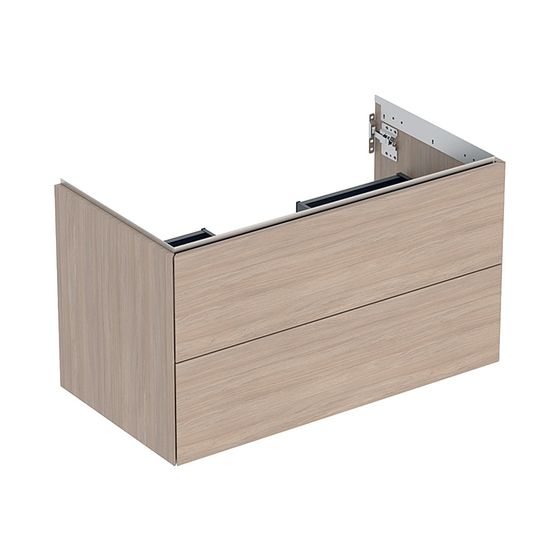 Geberit ONE Unterschrank für Waschtisch, 2 Schubladen, Breite Waschtisch 90cm, H 50,4cm T 47cm Eiche/Melamin Holzstruktur