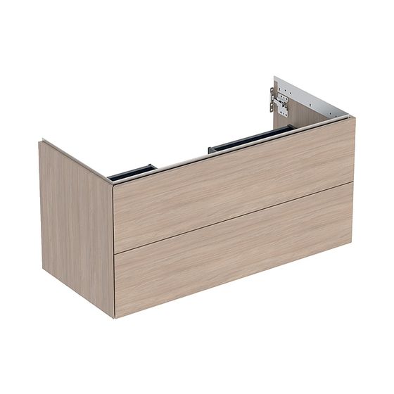 Geberit ONE Unterschrank für Waschtisch, 2 Schubladen, Breite Waschtisch 105cm, H 50,4cm T 47cm Eiche/Melamin Holzstruktur