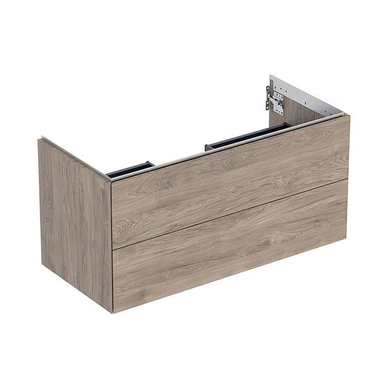 Geberit ONE Unterschrank für Waschtisch, 2 Schubladen, Waschtisch 105cm, H 50,4cm T 47cm Nussbaum hickory/Melamin Holzstruktur