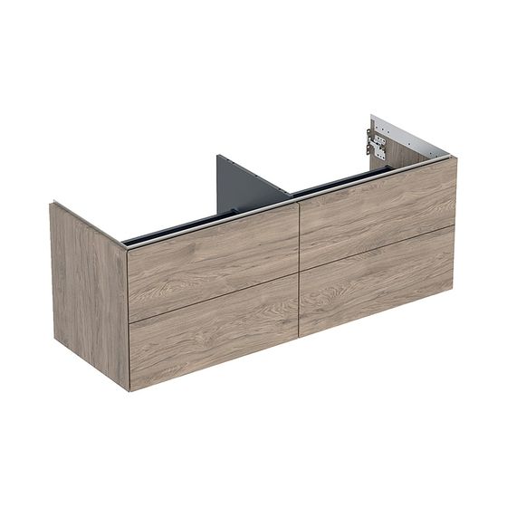 Geberit ONE Unterschrank für Waschtisch, 4 Schubladen, Waschtisch 135cm, H 50,4cm T 47cm Nussbaum hickory/Melamin Holzstruktur