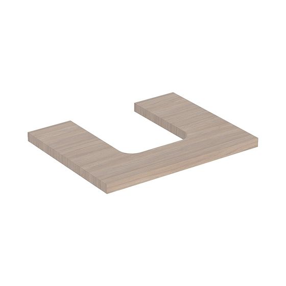 Geberit ONE Waschtischplatte Ausschnitt mittig, für Aufsatzwaschtisch Schalenform, 60x3x47cm, Eiche Melamin Holzstruktur