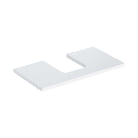 Geberit ONE Waschtischplatte Ausschnitt mittig, für Aufsatzwaschtisch Schalenform, 90x3x47cm, Weiß lackiert hochglänzend