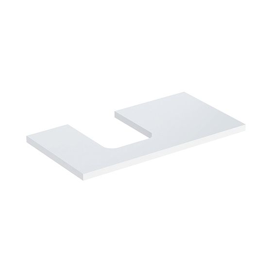 Geberit ONE Waschtischplatte Ausschnitt links, für Aufsatzwaschtisch Schalenform, 90x3x47cm, Weiß lackiert hochglänzend