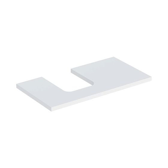 Geberit ONE Waschtischplatte Ausschnitt links, für Aufsatzwaschtisch Schalenform, 90x3x47cm, Weiß lackiert matt