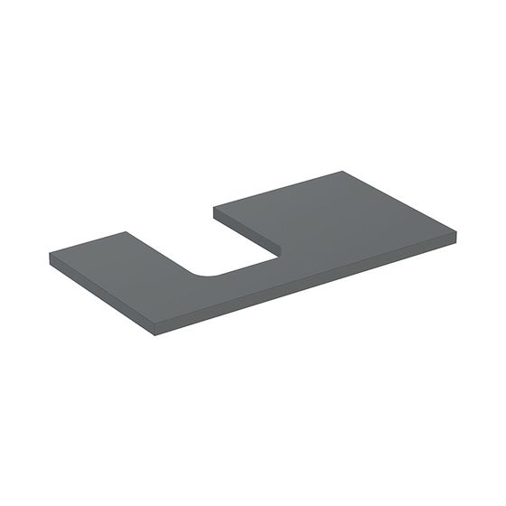 Geberit ONE Waschtischplatte Ausschnitt links, für Aufsatzwaschtisch Schalenform, 90x3x47cm, Lava lackiert matt