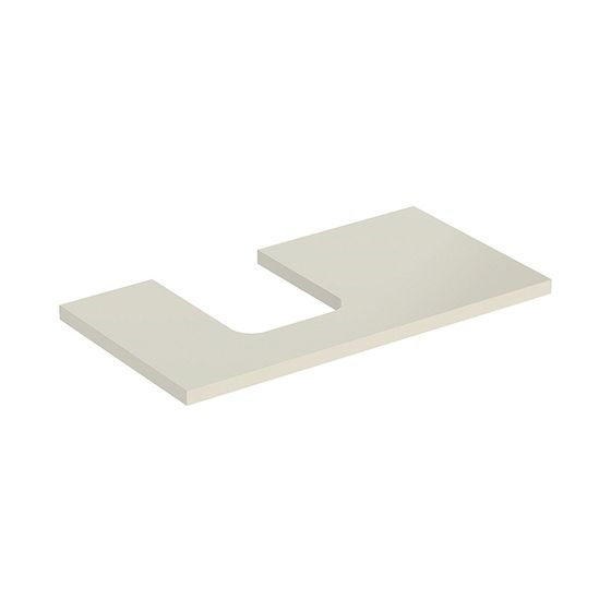 Geberit ONE Waschtischplatte Ausschnitt links, für Aufsatzwaschtisch Schalenform, 90x3x47cm, Sandgrau lackiert hochglänzend
